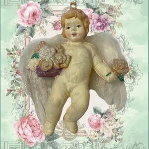 Cherub Angel Victorian Old World Rare Vintage Christmas Ornaments Decorations